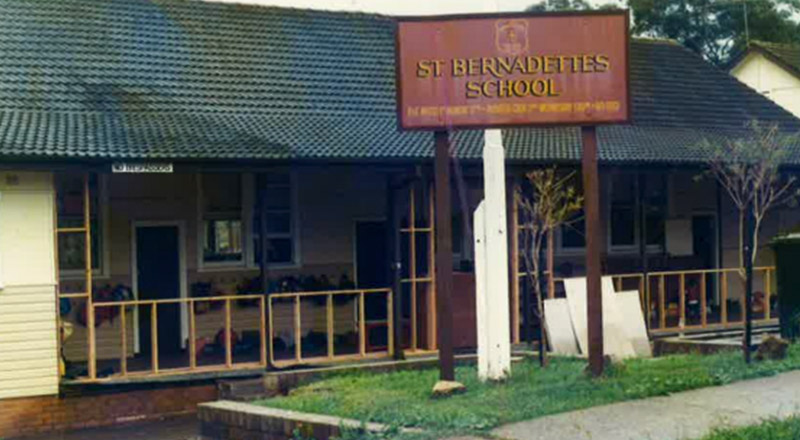 An image of an early building of St Bernadette's Primary School Dundas Valley